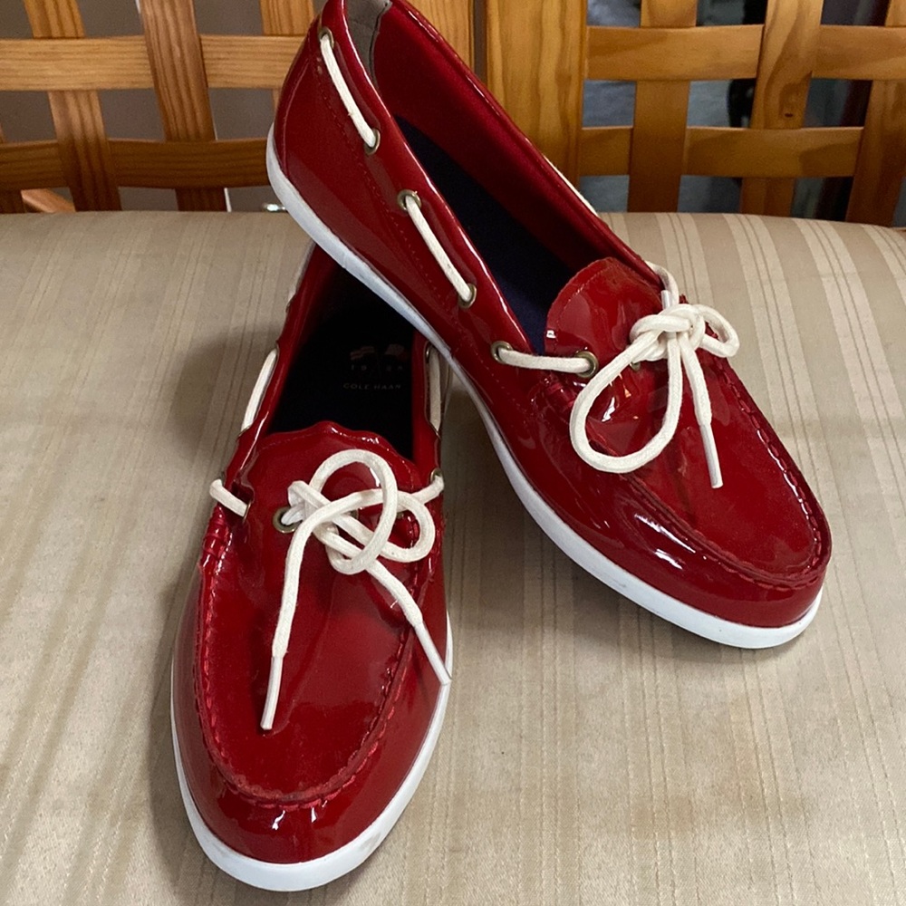 Cole Haan red patent leather loafers